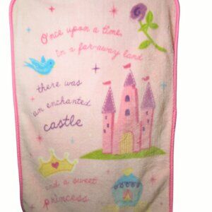 Vintage Disney Crown Crafts Once Upon A Time Castle Princess Blanket 43” X 28”